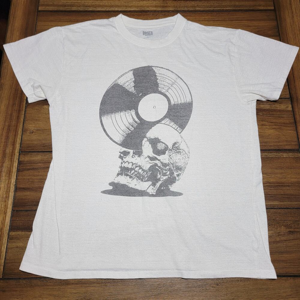 Brisco Brands White Unisex Tee Vinyl In Skull - Size Large - Picture 2 of 5